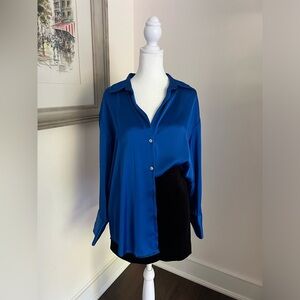 ZARA Blue Satin Button Down